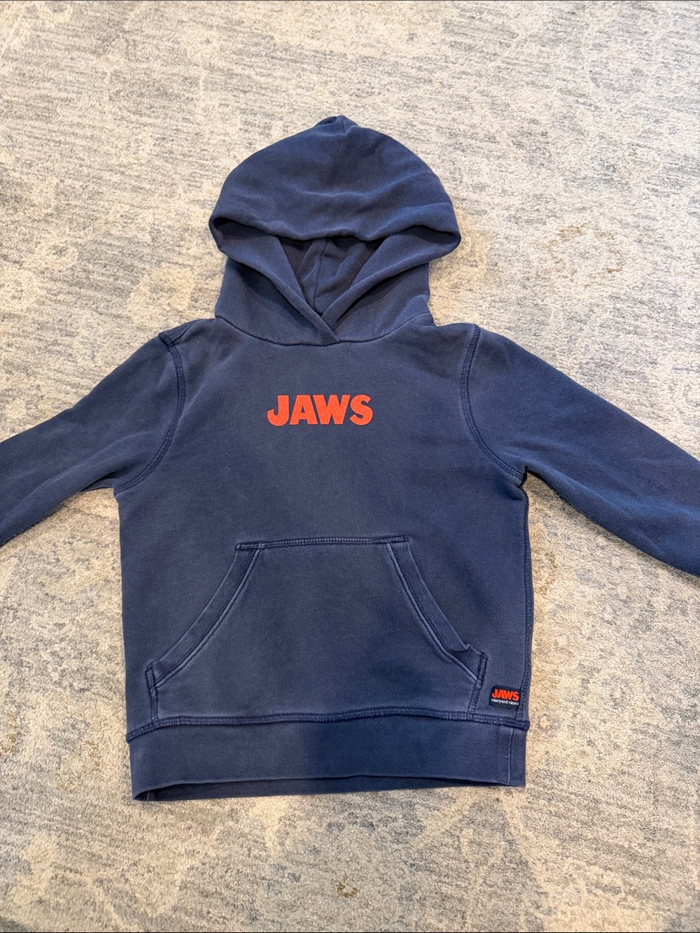 Vineyard Vines Navy Kids Hoodie with Orange 'JAWS' Logo
